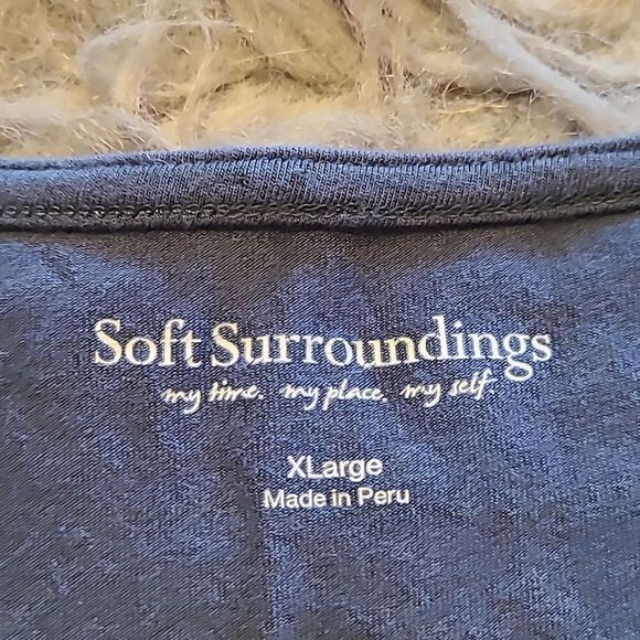 Soft surroundings womens soft blue long sleeve flowy shirt with cut out front - Picture 3 of 6